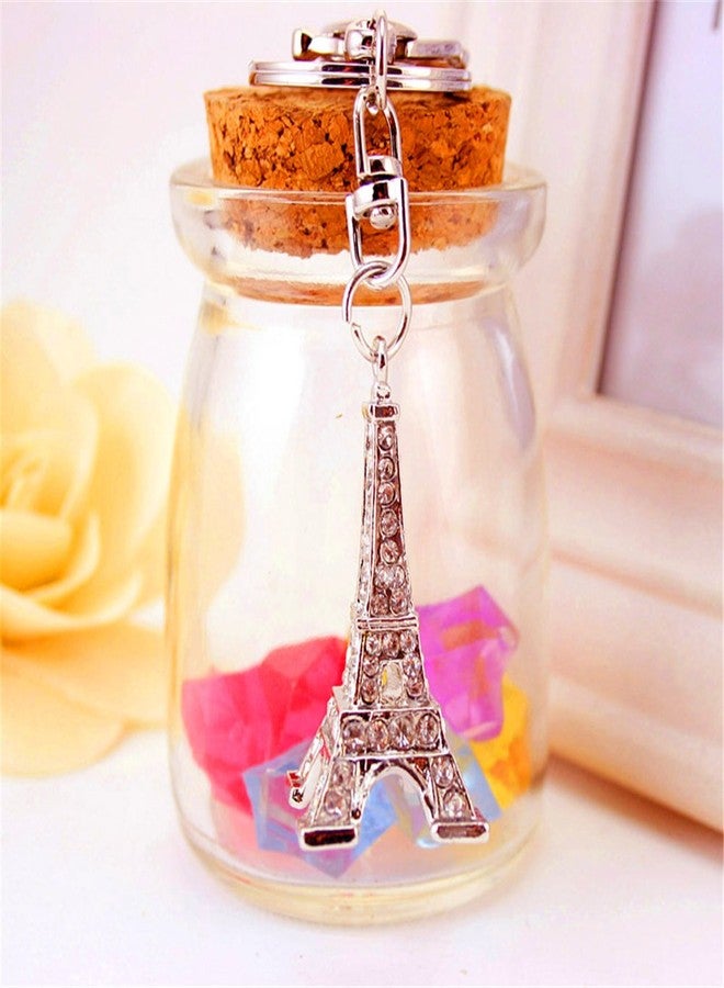 Ozekov JewelBeauty 3D Cubic French Paris Eiffel Tower Shaped Bling Bling Metal Crystal Rhinestone Keychain Souvenir Holiday Gift Car Phone Purse Bag Decoration (Silver) - Image 4